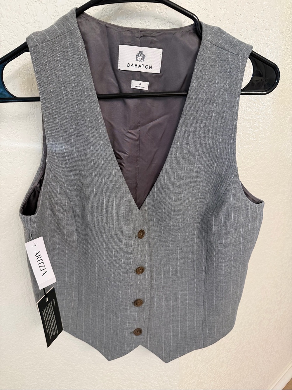 Aritzia Babaton Gray Pinstripe Tailored Vest